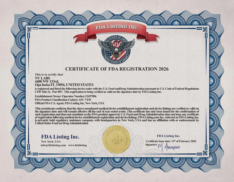Elaborado por NV Labs, laboratorio registrado ante la FDA (EE.UU.)